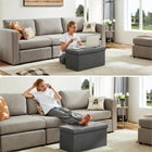 Puf Cuadrado con Almacenamiento 89L — Reposapiés y Asiento Plegable hasta 300 kg