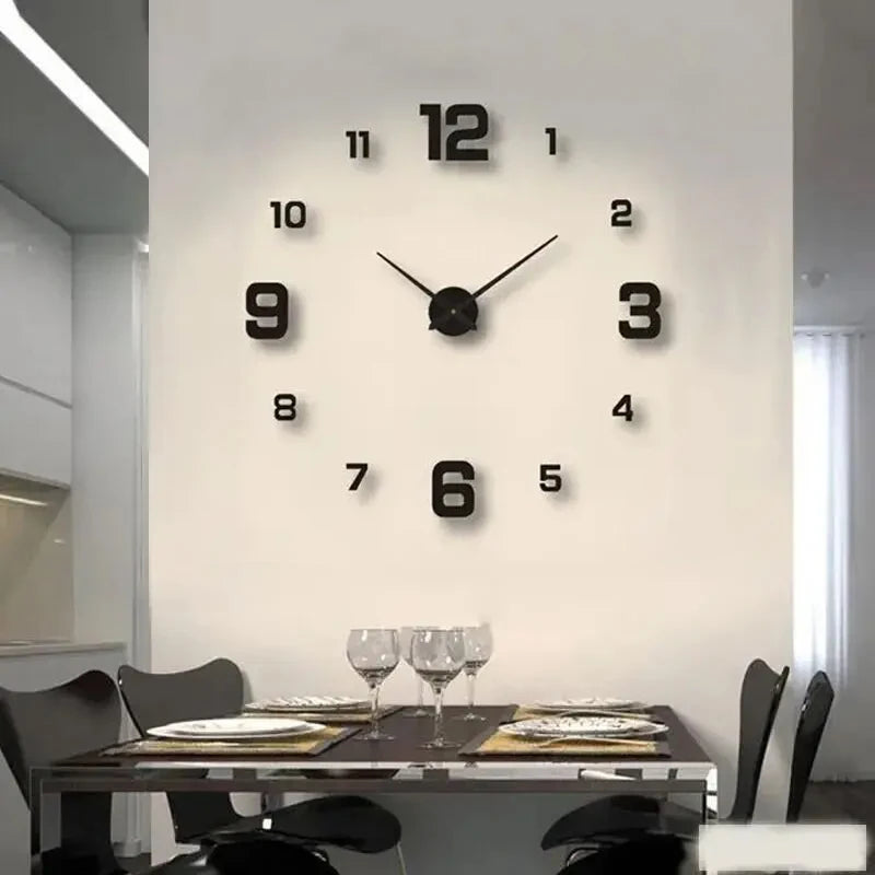 Reloj de Pared Sin Marco DIY — Silencioso Estilo Minimalista para Salón y Oficina