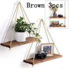 Estantería Colgante de Madera con Cuerda de Cáñamo — Balda Decorativa para Plantas y Objetos