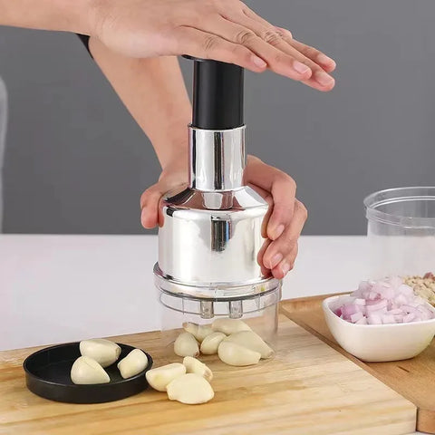 Prensaajos y Cortador de Cebolla Multifuncional — Acero Inoxidable para Cocina