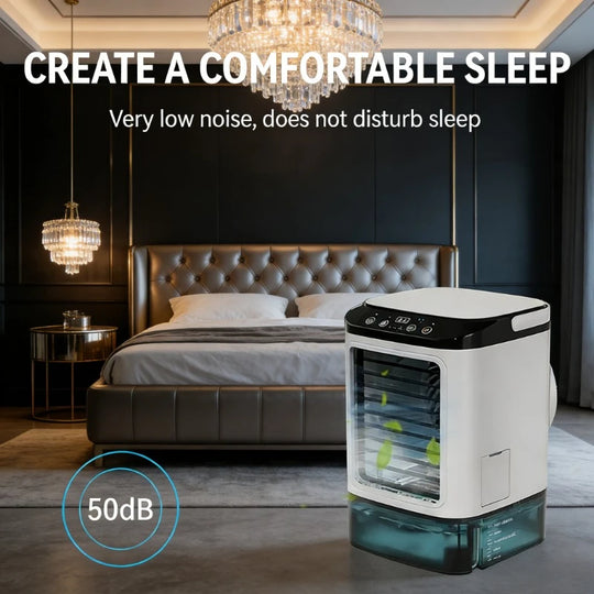 Miniaire Portátil 900ml — Ventilador Enfriador con 3 Velocidades y Luz Nocturna 7 Colores