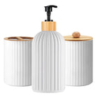 Set Organizador de Baño — Dispensador de Jabón, Portacepillos y Algodonero