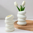 Jarrón Espiral Blanco Decorativo — Estilo Nórdico Minimalista para Flores y Decoración