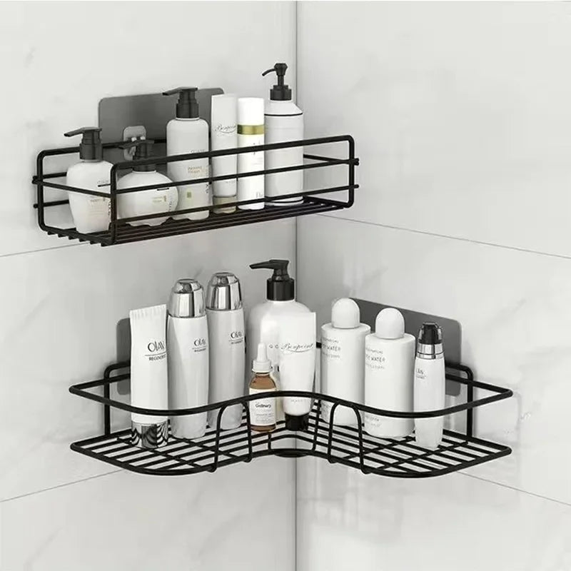 Estante Metálico Flotante para Baño y Cocina — Organizador Minimalista Sin Taladro