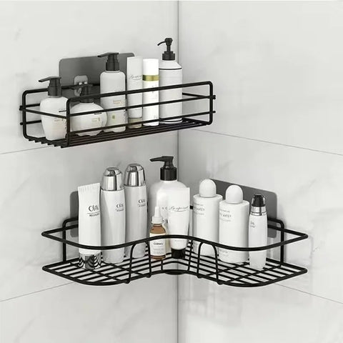 Estante Metálico Flotante para Baño y Cocina — Organizador Minimalista Sin Taladro